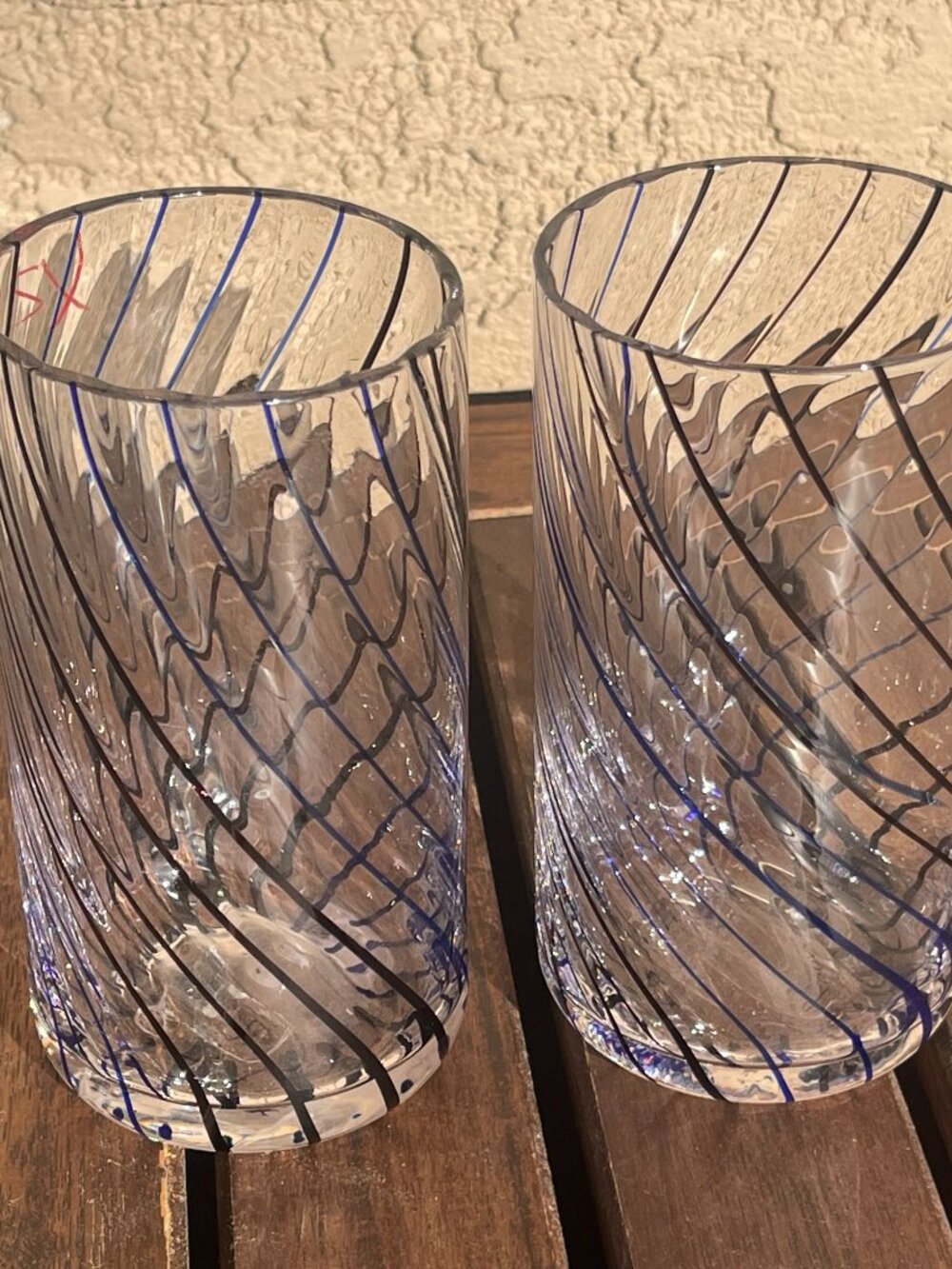 Vintage California Zodax Malia Swirl Highball Glasses - Pair